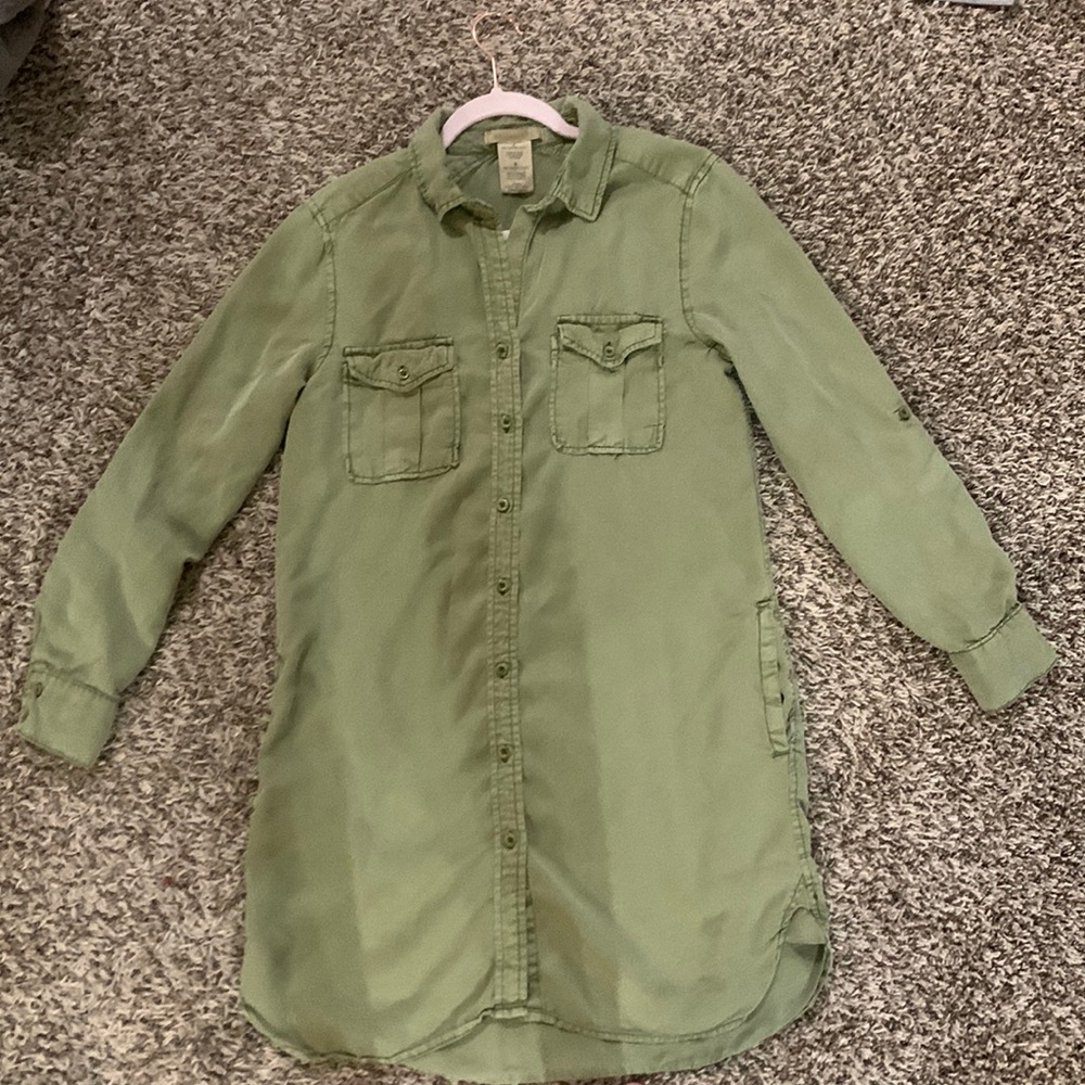 Army Green Philosophy Shirt Dress